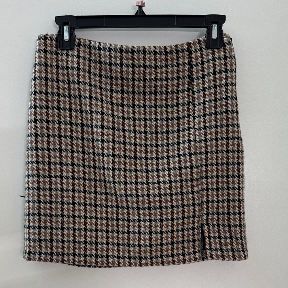 Blu Pepper Black and Brown Houndstooth Mini Skirt